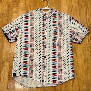 Red, White & Blue American Flag button down shirt. Large.